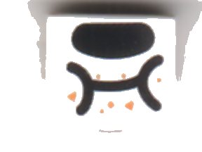 LEGO part Tile, Round 1 x 1 Half Circle Extended with Black Nose and Closed Mouth Pattern (24246pb022)