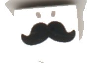 LEGO part Tile, Round 1 x 1 Half Circle Extended with Light Bluish Gray Nostrils and Black Moustache Pattern 24246pb023