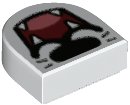 LEGO part Tile, Round 1 x 1 Half Circle Extended with Black Nose and Whiskers, Dark Red Open Mouth, Coral Tongue, and Fangs Pattern 24246pb029