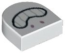 LEGO part Tile, Round 1 x 1 Half Circle Extended with Metallic Pink Nostrils and Black Open Mouth Smile with Teeth Pattern 24246pb034