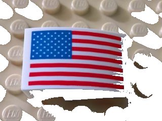 LEGO part Slope, Curved 3 x 2 with United States Flag Pattern (24309pb006)