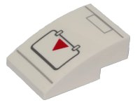 LEGO part Slope, Curved 3 x 2 with SW A-wing Hull Plates and Red Triangle Pattern 24309pb012