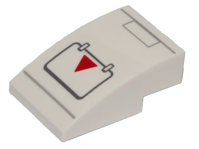 LEGO onderdeel Slope, Curved 3 x 2 with SW A-wing Hull Plates and Red Triangle Pattern (24309pb012)
