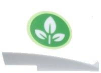 LEGO part Slope, Curved 3 x 2 with Plant with 3 Leaves on Bright Green Circle with Yellowish Green Outline Pattern 24309pb065