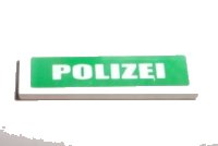 LEGO part Tile 1 x 4 with White 'POLIZEI' on Green Background Pattern (Sticker) - Sets 7237 / 7245-1 2431pb0012