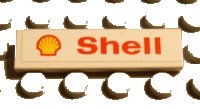LEGO onderdeel Tile 1 x 4 with Shell Logo and Text Red on White Pattern (Sticker) - Sets 1250 / 1251 2431pb0021