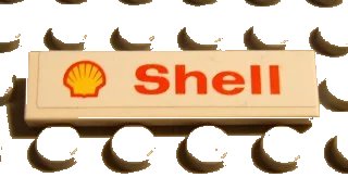 LEGO onderdeel Tile 1 x 4 with Shell Logo and Text Red on White Pattern (Sticker) - Sets 1250 / 1251 (2431pb0021)