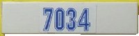 LEGO onderdeel Tile 1 x 4 with Blue '7034' Pattern (Sticker) - Set 7034 2431pb0048