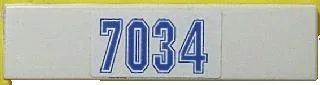 LEGO onderdeel Tile 1 x 4 with Blue '7034' Pattern (Sticker) - Set 7034 (2431pb0048)