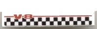 LEGO onderdeel Tile 1 x 4 with 'V-8' and Checkered Pattern (Sticker) - Set 8121 (2431pb0087)