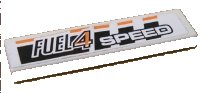 LEGO part Tile 1 x 4 with 'FUEL4 SPEED' on Black and Orange Stripes Pattern (Sticker) - Set 8135 2431pb0104