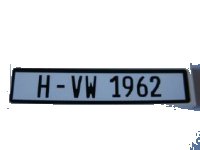 LEGO part Tile 1 x 4 with Black 'H-VW 1962' Pattern (Sticker) - Set 10220 2431pb0176