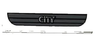 LEGO onderdeel Tile 1 x 4 with Dark Gray Car Grille and 'CITY' Pattern (Sticker) - Set 4432 (2431pb0237)