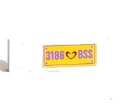 LEGO part Tile 1 x 4 with Dark Red Heart and Medium Lavender '3186 BSS' on Yellow Background Pattern (Sticker) - Set 3186 2431pb0304