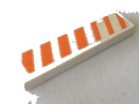 LEGO part Tile 1 x 4 with Orange and White Stripes Pattern Model Right Side (Sticker) - Set 7709 2431pb0629R