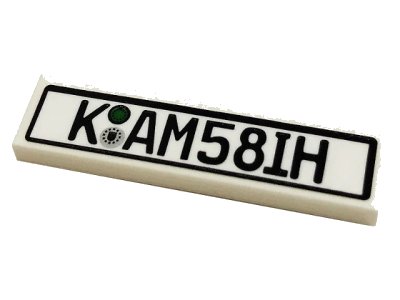 LEGO onderdeel Tile 1 x 4 with 'K AM58IH' with Safety Inspection Decal Pattern (Sticker) - Set 10265 (2431pb0687)