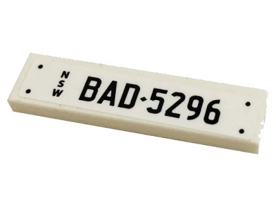LEGO onderdeel Tile 1 x 4 with 'NSW' and 'BAD-5296' Pattern (Sticker) - Set 10265 (2431pb0689)