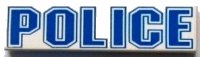 LEGO part Tile 1 x 4 with 'POLICE' Blue Outline Pattern 2431px14