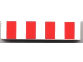 LEGO onderdeel Tile 1 x 4 with 4 Red Stripes Pattern (2431px16)