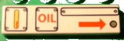 LEGO part Tile 1 x 4 with Three Panels, 'OIL' and Arrow Right Pattern (2431px23)