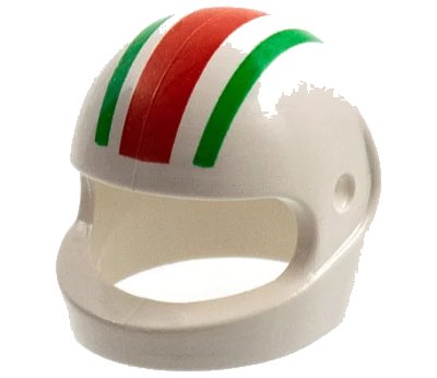 LEGO onderdeel Minifigure, Headgear Helmet Motorcycle (Standard) with Red and Green Stripes Pattern (2446px1)