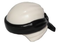 LEGO part Minifigure, Headgear Ninjago Wrap Type 3 with Molded Black Bandana and Knot Pattern 24496pb16