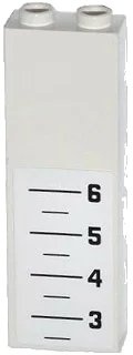 LEGO onderdeel Brick 1 x 2 x 5 with Horizontal Lines and '6', '5', '4', '3' Height Chart Pattern (Sticker) - Set 60047 (2454pb086)