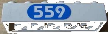 LEGO onderdeel Brick 2 x 6 with White '559' in Blue Oval Pattern (Sticker) - Set 6559 (2456pb002)