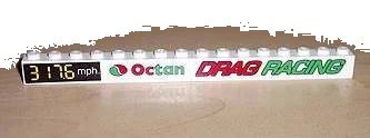 LEGO onderdeel Brick 1 x 16 with 'DRAG RACING' and Octan and 317.6 mph. Right Pattern (Stickers) - Set 6616 (2465pb01)