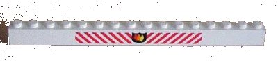 LEGO onderdeel Brick 1 x 16 with Fire Logo Badge and Red Diagonal Stripes Pattern (2465px2)