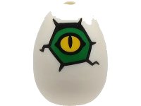 LEGO onderdeel Egg with Small Pin Hole with Yellow and Green Alligator / Crocodile / Dinosaur Eye and Cracks Pattern 24946pb02