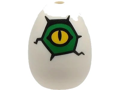 LEGO onderdeel Egg with Small Pin Hole with Yellow and Green Alligator / Crocodile / Dinosaur Eye and Cracks Pattern (24946pb02)