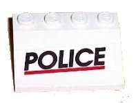 LEGO part Vehicle, Mudguard 3 x 4 Slope with 'POLICE' Red Line Pattern (Sticker) - Set 6398/6625 2513pb02