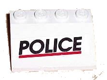 LEGO onderdeel Vehicle, Mudguard 3 x 4 Slope with 'POLICE' Red Line Pattern (Sticker) - Set 6398/6625 (2513pb02)