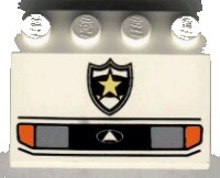 LEGO part Vehicle, Mudguard 3 x 4 Slope with Headlights and Police Yellow Star Badge Pattern 2513px2
