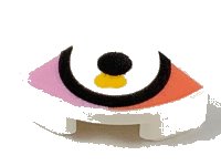 LEGO part Tile, Round 1 x 1 Quarter with Large Eye on Coral and Bright Pink Background Pattern 25269pb011