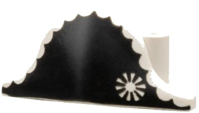 LEGO onderdeel Minifigure, Headgear Hat, Pirate Bicorne with Cockade on Black Scalloped Background Pattern (2528pb02)