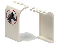 LEGO onderdeel Paneel 3 x 4 x 6 Gebogen Bovenkant met Paardenhoofd naar Rechts Patroon (Sticker) - Set 7635 2571pb05R