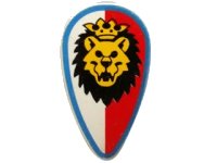 LEGO onderdeel Minifigure, Shield Ovoid with Lion Head, Red and White Background, Blue Border Pattern 2586p4d