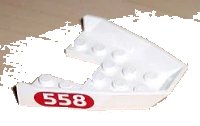 LEGO onderdeel Boat, Bow Top 6 x 6 x 1 with '558' in Red Oval Pattern on Both Sides (Stickers) - Set 6558 2627pb01