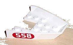 LEGO onderdeel Boat, Bow Top 6 x 6 x 1 with '558' in Red Oval Pattern on Both Sides (Stickers) - Set 6558 (2627pb01)