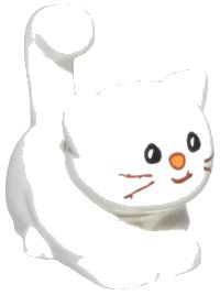 LEGO part Cat, Friends, Large, Sitting with Black Eyes, Reddish Brown Whiskers, and Orange Nose Pattern 2652pb06