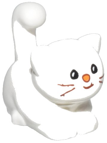 LEGO onderdeel Cat, Friends, Large, Sitting with Black Eyes, Reddish Brown Whiskers, and Orange Nose Pattern (2652pb06)