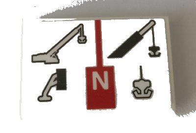 LEGO part Tile 2 x 3 with Technic Crane Functions, Letter N Pattern (Sticker) - Set 42082 (26603pb043)