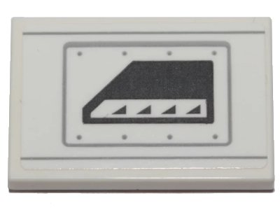LEGO onderdeel Tile 2 x 3 with Dark Bluish Gray SW A-Wing Hull Plate Pattern (Sticker) - Set 75248 (26603pb050)