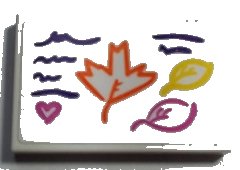 LEGO part Tile 2 x 3 with Orange Leaf, Yellow Leaf, Dark Pink Leaf and Heart, Dark Purple Lines Pattern (Sticker) - Set 41169 (26603pb068)