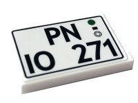 LEGO part Tile 2 x 3 with Black 'PN IO 271' Pattern (Sticker) - Set 10271 26603pb146