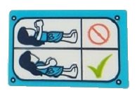 LEGO part Tile 2 x 3 with Female Mini Doll Laying Down, Lime Check Mark, Medium Azure Border Pattern (Sticker) - Set 41430 26603pb175