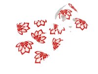 LEGO part Minifigure Cape Cloth, Rounded Bottom and Straight Collar with Red Flowers Pattern - Traditional Starched Fabric 26871pb01