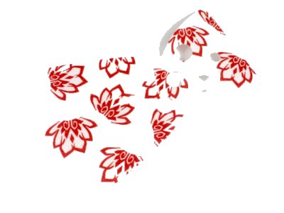 LEGO onderdeel Minifigure Cape Cloth, Rounded Bottom and Straight Collar with Red Flowers Pattern - Traditional Starched Fabric (26871pb01)
